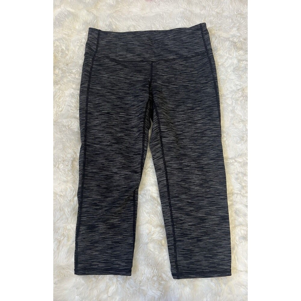 Athleta Cropped Leggings Blackish Mingled Pattern Sz Medium